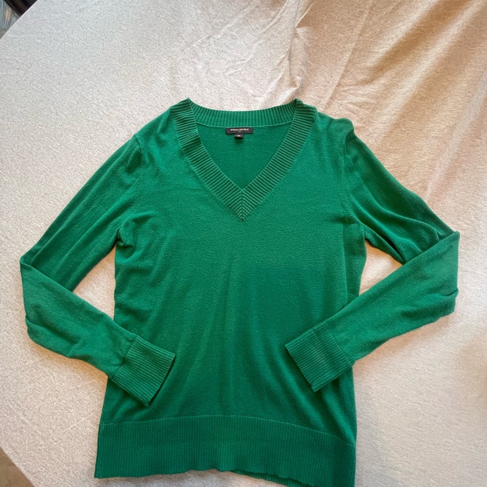 Banana Republic Emerald V-Neck Sweater